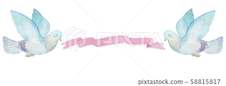 鴿子和絲帶水彩 58815817