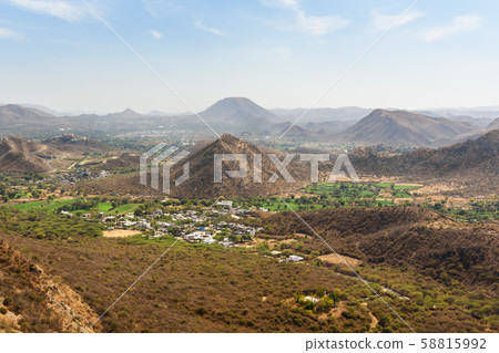 Aerial view from Monsoon Palace. Udaipur. India 58815992