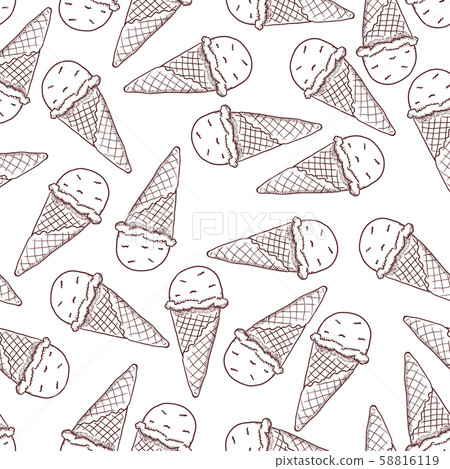Ice cream Seamless Pattern Sketch. Vector 58816119