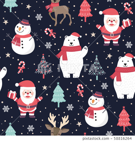Christmas seamless pattern with santa and polar - Stock Illustration ...