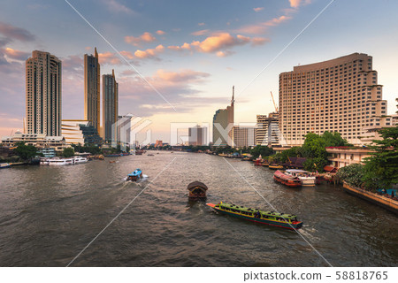 Business Downtown and Cityscape Riverside of Bangkok City at Twilight Sunset Scene Business Downtown and Cityscape Riverside of Bangkok City at Twilight Sunset Scene 58818765