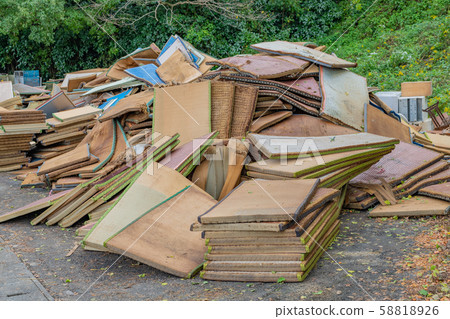 A large amount of disaster garbage discarded due to inundation by typhoons A large amount of disaster garbage discarded due to inundation by typhoons 58818926