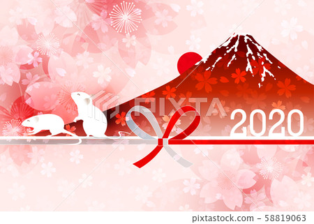 Child new year's card washi paper background 58819063