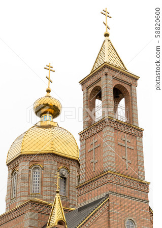 Bottom view of the bell tower of the temple in honor of the Kazan Icon of the Mother of God in the 58820600