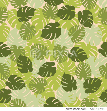 Tropical seamless pattern Monstera leaves. - Stock Illustration ...