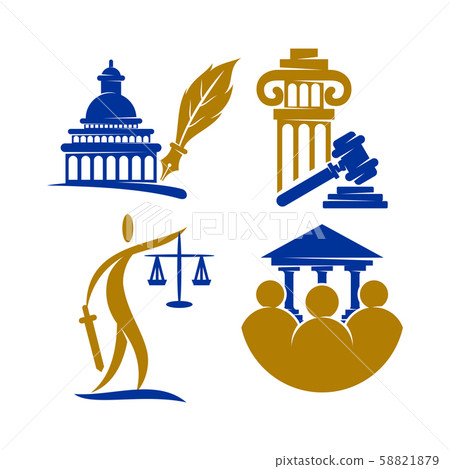 Law Justice Firm logo Pillar Gavel Design Vector 58821879