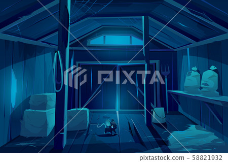 Mouse in farm barn house at night. Fieldmouse Mouse in farm barn house at night. Fieldmouse 58821932