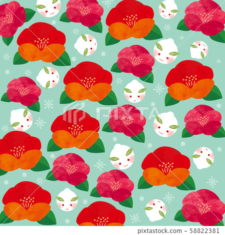 Snow Rabbit: Snow Rabbit, Rabbit, Cute Snow Rabbit Flower, Japanese Style Watercolor, Japanese Style Texture Pattern Background 58822381
