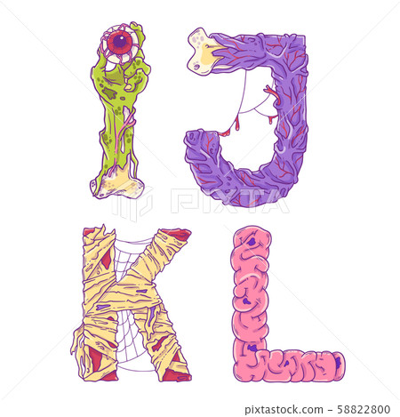 Scary zobmie cartoon letters I, J, K, L for Halloween decor 58822800