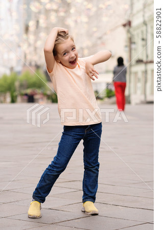 Little girl on a walk 58822901