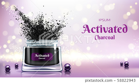 Cream with activated charcoal 3d banner 58822943