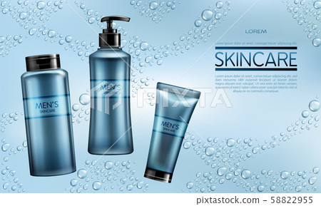 Mens cosmetics product realistic ad banner 58822955