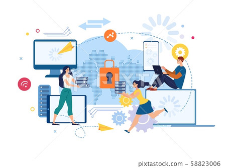 Data Backup on Cloud Service Flat Vector Concept 58823006