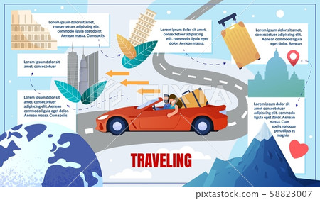 Informative Banner Trip by Car Cities, Traveling. 58823007