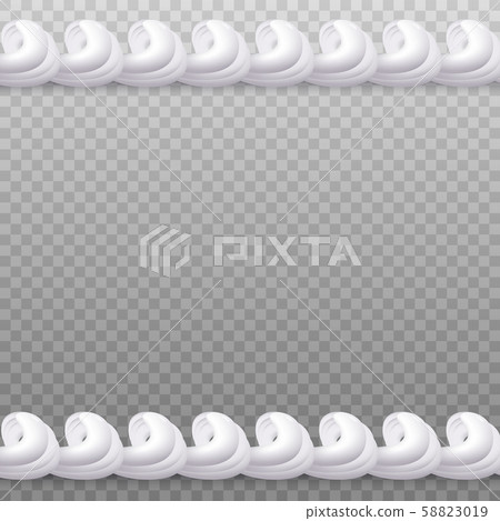 Whipped cream seamless border isolated on transparent background Whipped cream seamless border isolated on transparent background 58823019