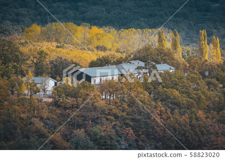 Slate roofs mountain houses in middle of a vivid Slate roofs mountain houses in middle of a vivid 58823020