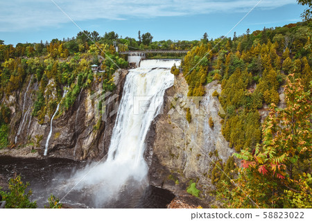 Montmorency Falls on a sunny fall day. Quebec, Montmorency Falls on a sunny fall day. Quebec, 58823022
