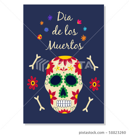 Day of The Dead, Dia de Los Muertos banner flat vector illustration background. 58823260