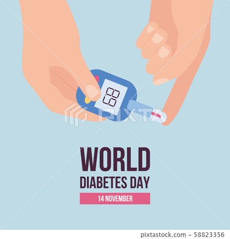 World Diabetes Day banner template with glucose meter flat vector illustration. 58823356