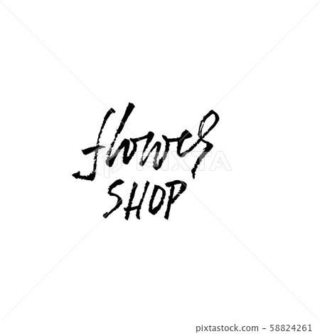 Flower shop. Calligraphy template design element for business, florists market. Vector illustration. Flower shop. Calligraphy template design element for business, florists market. Vector illustration. 58824261