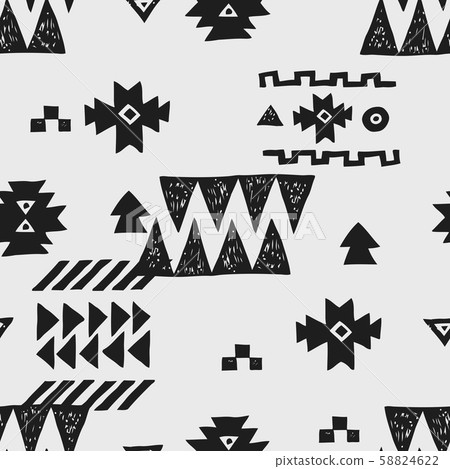 Seamless Ethnic pattern. Tribal vector abstract monochrome background Seamless Ethnic pattern. Tribal vector abstract monochrome background 58824622