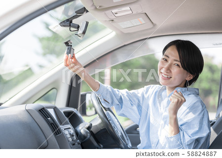 Young woman driving drive recorder installed Aori driving recording evidence Young woman driving drive recorder installed Aori driving recording evidence 58824887