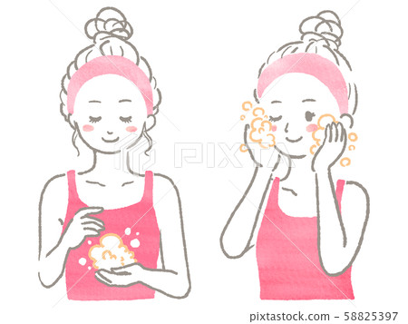 女人洗臉 女人洗臉 58825397