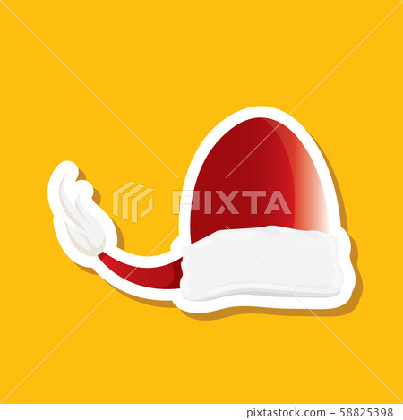 vector red funky Santa Claus hat sticker icon or label isolated on orange background. merry vector red funky Santa Claus hat sticker icon or label isolated on orange background. merry 58825398