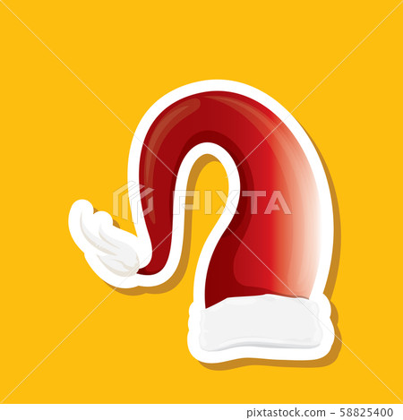 vector red funky Santa Claus hat sticker icon or label isolated on orange background. merry vector red funky Santa Claus hat sticker icon or label isolated on orange background. merry 58825400