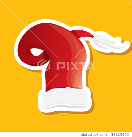 vector red funky Santa Claus hat sticker icon or label isolated on orange background. merry vector red funky Santa Claus hat sticker icon or label isolated on orange background. merry 58825403