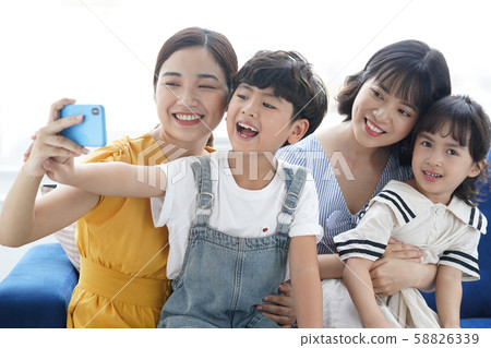 Parent and child mom friend selfie 58826339