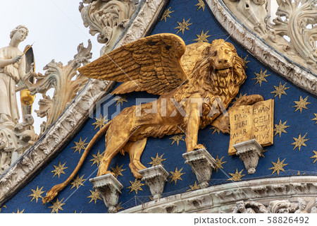 Winged Lion of St Mark - Basilica of San Marco Venice Italy Winged Lion of St Mark - Basilica of San Marco Venice Italy 58826492