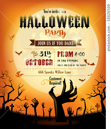 Halloween invitation with zombies hands Halloween invitation with zombies hands 58826509