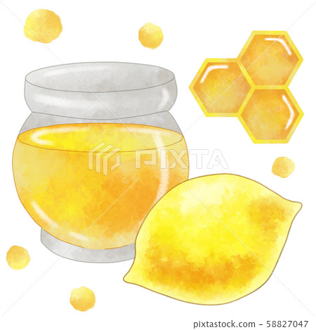 蜂蜜檸檬水彩風格插畫素材 蜂蜜檸檬水彩風格插畫素材 58827047
