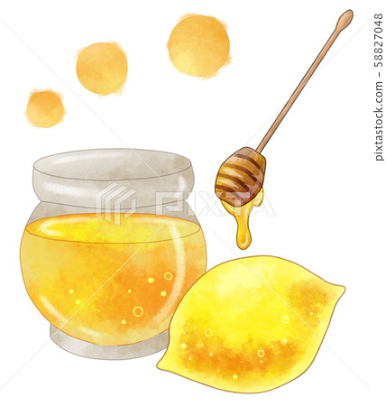 Honey Lemon Honey Dipper Watercolor illustration material 58827048