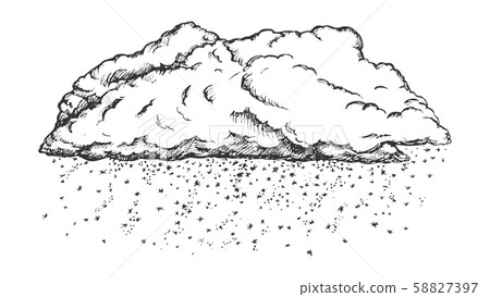 Cloud With Falling Snowflakes Monochrome Vector Cloud With Falling Snowflakes Monochrome Vector 58827397