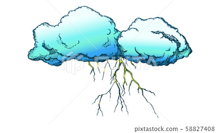 Storm Cloud With Flash Lightning Color Vector Storm Cloud With Flash Lightning Color Vector 58827408