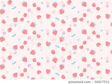 花式粉色山茶花,櫻桃和小花圖案 花式粉色山茶花,櫻桃和小花圖案 58827552