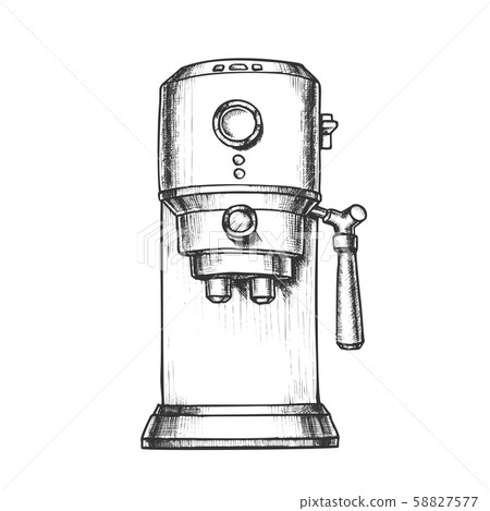 Espresso Machine Front View Monochrome Vector Espresso Machine Front View Monochrome Vector 58827577