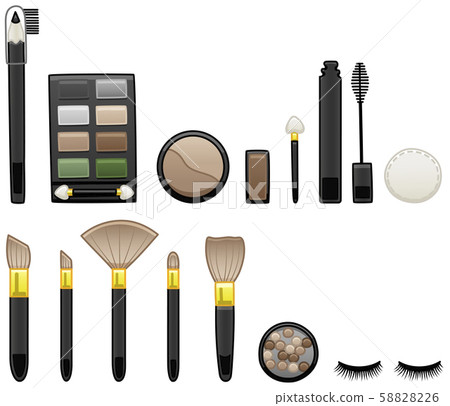 Set of makeup accessories on white background Set of makeup accessories on white background 58828226
