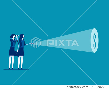 Businessman team with flashlight and searching 58828229