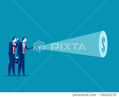 Businessman team with flashlight and searching 58828230