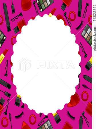 Pink frame with beauty products seamless pattern 58828231