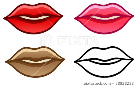 Set of red, pink, brown and lined lips Set of red, pink, brown and lined lips 58828238