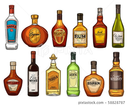 Alcohol drink isolated vector bottles Alcohol drink isolated vector bottles 58828787
