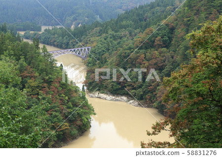 Tadami Line "The first bridge of Tadami River after passing Typhoon No. 19" Tadami Line "The first bridge of Tadami River after passing Typhoon No. 19" 58831276