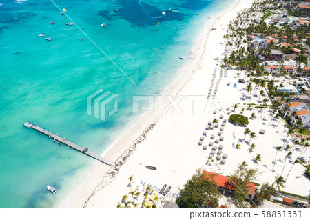 Aerial view from drone on caribbean beach of atlantic ocean 58831331