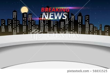 news studio with city in the night background 58831525