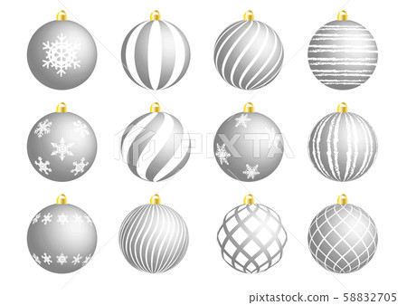 Silver Christmas ornament set - Stock Illustration [58832705] - PIXTA