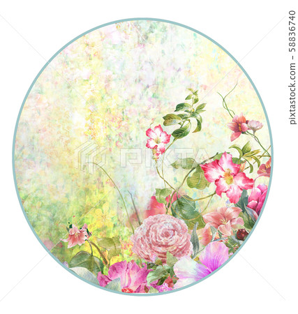 watercolor painting of leaves and flower, on white background watercolor painting of leaves and flower, on white background 58836740